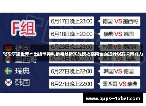 轻松掌握世界杯出线形势判断与分析实战技巧指南全面提升观赛决策能力 轻松掌握世界杯出线形势判断与分析实战技巧指南全面提升观赛决策能力